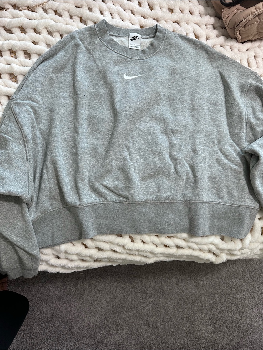 Nike Gray Crewneck Sweatshirt with White Swoosh